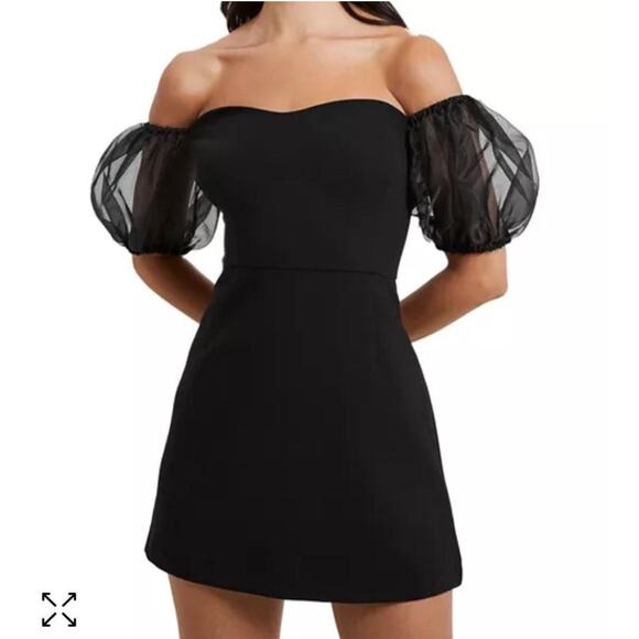 French Connection Dresses & Skirts - Whisper Women's puff sleeves off-the-shoulder sheath dress - Black - 2 - NWT